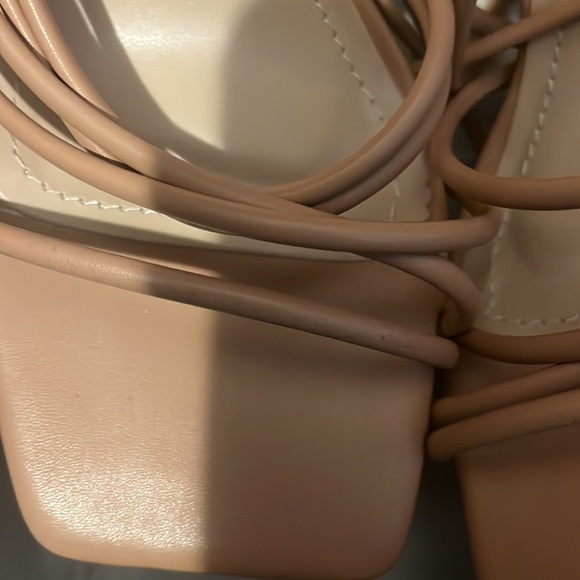 Square Toe Nude Wraparound Heels - Picture 4 of 5